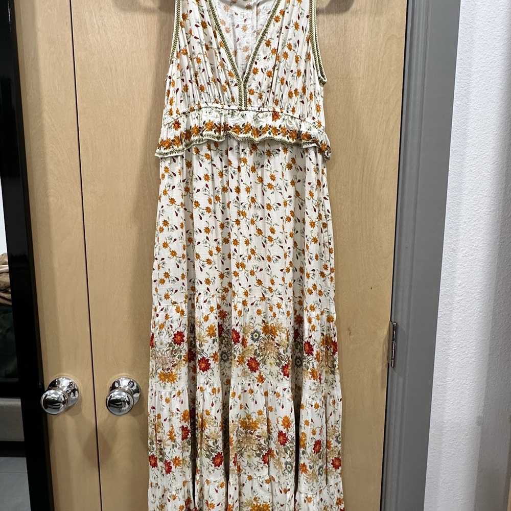 Max Studio Floral Cream and Red Dress